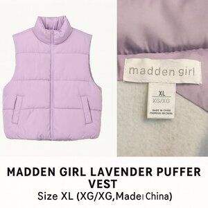 Madden Girl Lavender Puffer Vest – Size XL